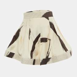 Zimmermann Cream Printed Silk Pleated Shorts M