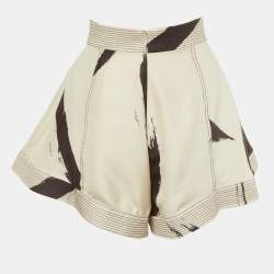 Zimmermann Cream Printed Silk Pleated Shorts M