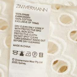 Pre Owned Zimmermann White Broderie Anglaise Cotton Belted Maxi Dress M