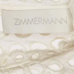 Pre Owned Zimmermann White Broderie Anglaise Cotton Belted Maxi Dress M