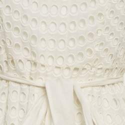 Pre Owned Zimmermann White Broderie Anglaise Cotton Belted Maxi Dress M