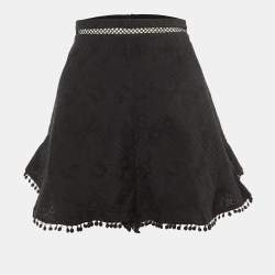 Zimmermann Black Cotton Caravan Flutter Shorts L