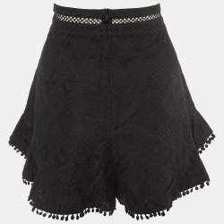 Zimmermann Black Cotton Caravan Flutter Shorts L