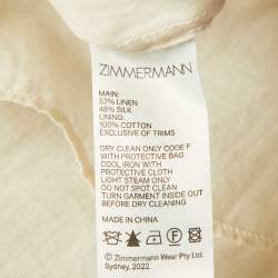 Pre Owned Zimmermann Cream Linen & Silk Wonderland Halter Midi Dress S
