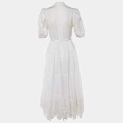 Pre Owned Zimmermann Ivory Embroidered Ramie Midi Dress M