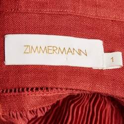 Pre Owned Zimmermann Brown Swiss Dots Plisse Espionage Midi Dress M