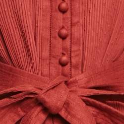 Pre Owned Zimmermann Brown Swiss Dots Plisse Espionage Midi Dress M