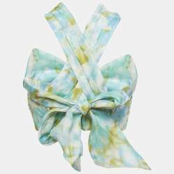 Pre Owned Zimmermann Green Abstract Print Linen Blend High-Tide Crop Top M