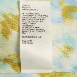 Pre Owned Zimmermann Green Abstract Print Linen Blend High-Tide Crop Top M