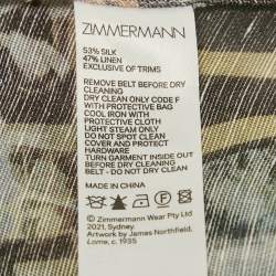 مملوكة مسبقًا Zimmermann Blue Printed Silk and Linen Button Front Belted Mini Dress S