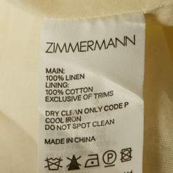 Pre Owned Zimmermann White Printed Linen Belted Mini Dress M