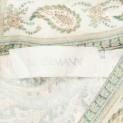 Pre Owned Zimmermann White Printed Linen Belted Mini Dress M