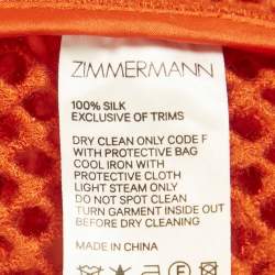 Pre Owned Zimmermann Orange Broderie Anglaise Silk Brightside Palm Gown M