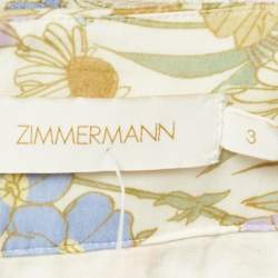 Pre Owned Zimmermann Multicolor Floral Print Cotton Blend Belted Maxi Skirt L