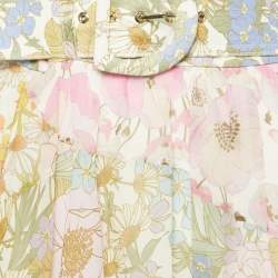 Pre Owned Zimmermann Multicolor Floral Print Cotton Blend Belted Maxi Skirt L