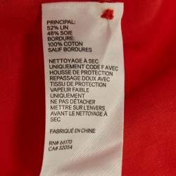 Pre Owned فسـتان زيمرمان أحمر من الكتان والحرير بفتحة عنق عميقة مزين بأكاليل قصيرة مقاس وسط (ميديوم)