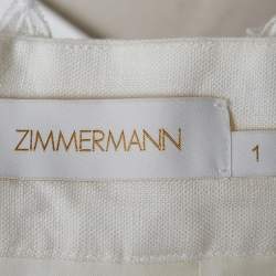 Pre Owned Zimmermann White Floral Applique Linen Tiered Mini Skirt S