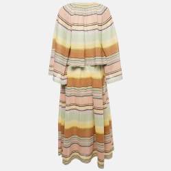 Pre Owned Zimmermann Multicolor Striped Circle Knit Skirt & Top Set L