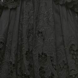 Pre Owned Zimmermann Black Broderie Anglaise Cut-Out Tie-Up Detail Mini Dress S