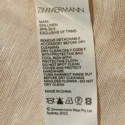 Pre Owned Zimmermann Cream Printed Linen & Silk Top S