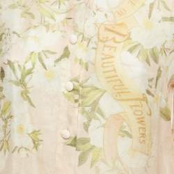 Pre Owned Zimmermann Cream Printed Linen & Silk Top S
