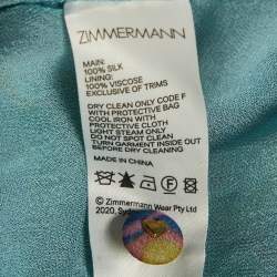 Pre Owned Zimmermann Blue Printed Silk Ruffled Playsuit M