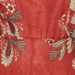 Pre Owned Zimmermann Dark Red Printed Linen Long Sleeve Maxi Dress M
