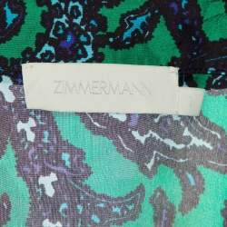 Pre Owned Zimmermann Green Paisley Print Silk Tiggy Shirt & Pants Set M