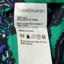 Pre Owned Zimmermann Green Paisley Print Silk Tiggy Shirt & Pants Set M