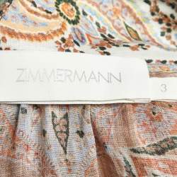 Pre Owned Zimmermann Light Blue Printed Ramie Button Front Top L