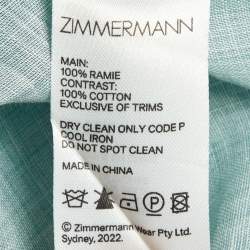 Pre Owned Zimmermann Light Blue Printed Ramie Button Front Top L