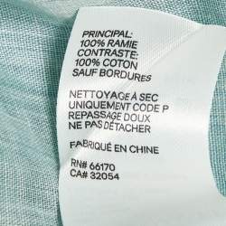 Pre Owned Zimmermann Light Blue Printed Ramie Button Front Top L