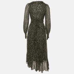 Pre Owned Zimmermann Black Fil Coupe Silk Wrap Midi Dress S