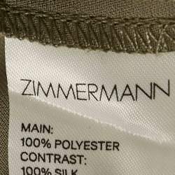 Pre Owned Zimmermann Olive Green Crepe Cutout Detail Long Sleeve Playsuit M