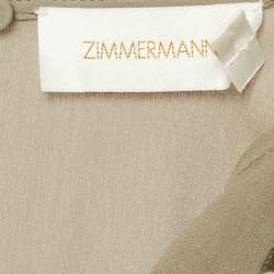 Pre Owned Zimmermann Olive Green Crepe Cutout Detail Long Sleeve Playsuit M