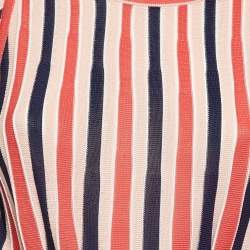 Pre Owned Zimmermann Multicolor Striped Knit Belted Top & Midi Skirt L