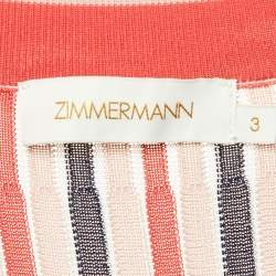 Pre Owned Zimmermann Multicolor Striped Knit Belted Top & Midi Skirt L