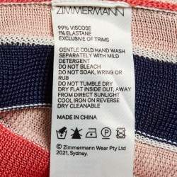 Pre Owned Zimmermann Multicolor Striped Knit Belted Top & Midi Skirt L