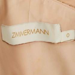 Pre Owned Zimmermann Beige Silk Bow Detail Ruche Short Dress S
