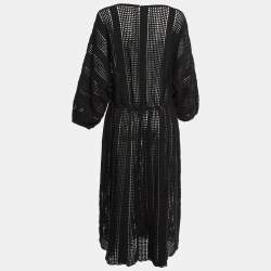 Pre Owned Zimmermann Black Patterned Knit Maxi Dress M
