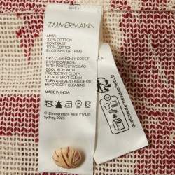 Pre Owned Zimmermann Beige/Red Ottie Palm-Knit Cotton Shirt and Skirt Set M