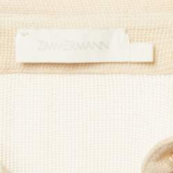 Pre Owned Zimmermann Beige/Red Ottie Palm-Knit Cotton Shirt and Skirt Set M