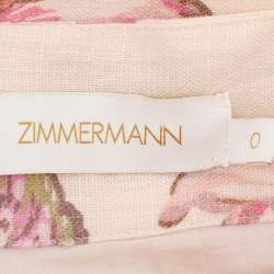 Pre Owned Zimmermann Multicolor Matchmaker Tuck Printed Linen Shorts XS