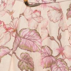 Pre Owned Zimmermann Multicolor Matchmaker Tuck Printed Linen Shorts XS