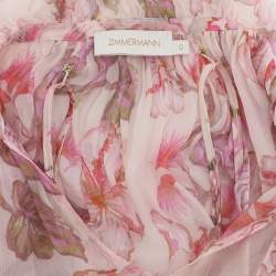 Pre Owned Zimmermann Multicolor Floral Print Chiffon Blouse XS