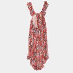 مملوكة مسبقًا فستان زيمرمان حرير مورّد طباعة زهرية متعددة الألوان بتفاصيل متموجة مقاس متوسط (ميديوم)