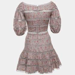 Pre Owned Zimmermann Mauve Floral Print Linen Juniper Mini Dress S