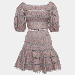 Pre Owned Zimmermann Mauve Floral Print Linen Juniper Mini Dress S