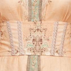 Pre Owned Zimmermann Orange Printed Linen Corset Belt Mini Dress M