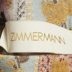 Pre Owned Zimmermann Multicolor Linen Floral Print High Neck Mini Dress M